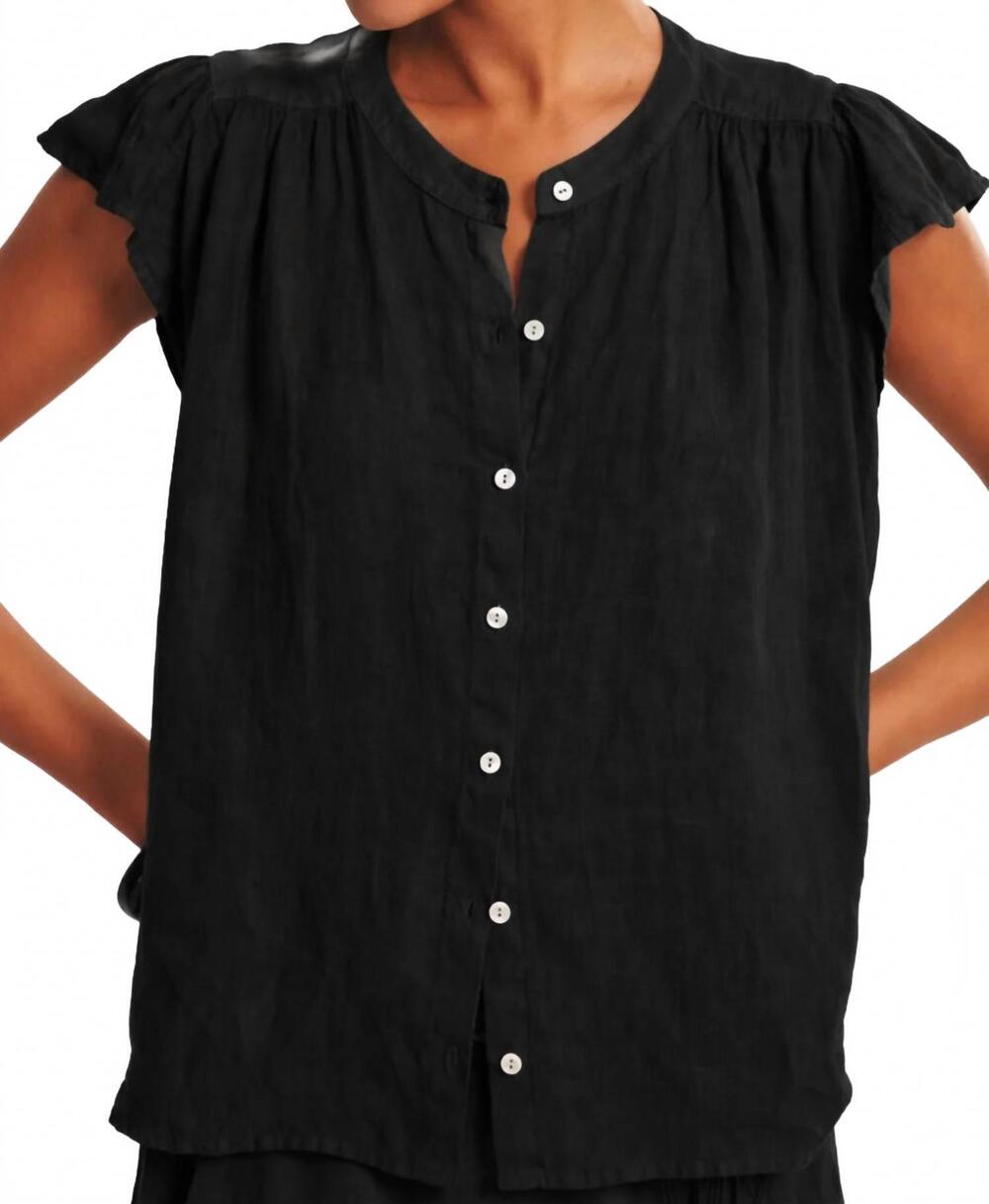 NEW VELVET BY GRAHAM & SPENCER janey linen top in black